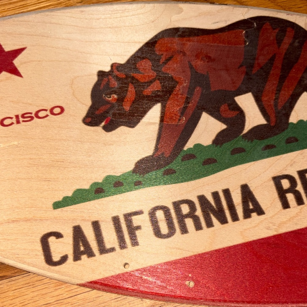California Republic surfboard shape Sign 20 by 9 hanging decor/ wall prop - Picture 7 of 8